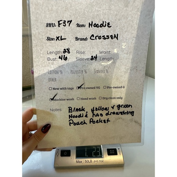 Crossen Men's Hoodie Size XL Green/Yellow/Black - Picture 4 of 4